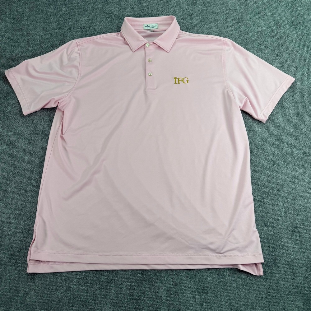 Peter Millar Summer Comfort Polo Shirt Mens Large Pink Golf IFG Embroidered‎